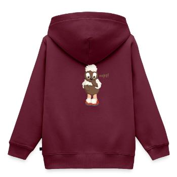 Pittiplatsch Oops - Kinder Premium Organic Hoodie - Burgunderrot - Hinten - AI Model Kid Female (0cm)