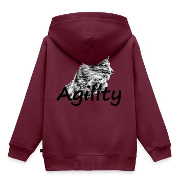 Agility - Kinder Premium Organic Hoodie - Burgunderrot - Hinten - AI Model Kid Female (0cm)