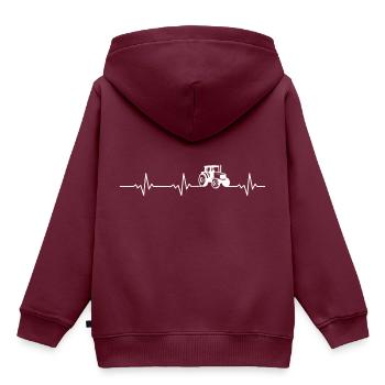 Herzschlag Landwirt - Landwirtschaft Landleben - Kinder Premium Organic Hoodie - Burgunderrot - Hinten - AI Model Kid Female (0cm)