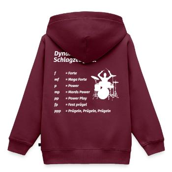 Dynamik eines Schlagzeugers Schlagzeug Drummer - Kinder Premium Organic Hoodie - Burgunderrot - Hinten - AI Model Kid Female (0cm)