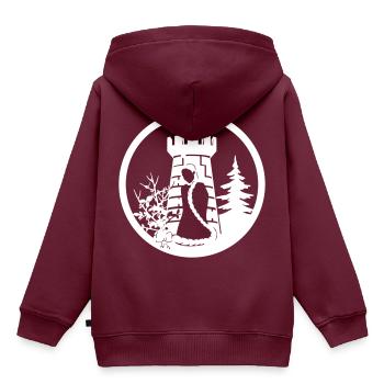 Rapunzel - Kinder Premium Organic Hoodie - Burgunderrot - Hinten - AI Model Kid Female (0cm)