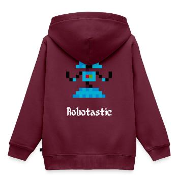8-Bit Roboter (Robotastic) - Kinder Premium Organic Hoodie - Burgunderrot - Hinten - AI Model Kid Female (0cm)