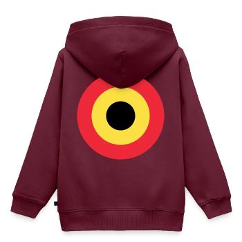 COCARDE BELGE / 1807 - Kinder Premium Organic Hoodie - Burgunderrot - Hinten - AI Model Kid Female (0cm)