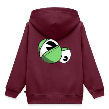 Cartoon, Eyes, Blick, Augen - Kinder Premium Organic Hoodie - Burgunderrot - Hinten - AI Model Kid Female (0cm)