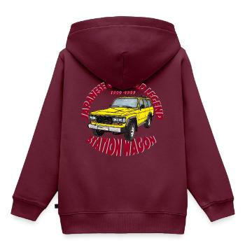 Station Wagen Gelb - Kinder Premium Organic Hoodie - Burgunderrot - Hinten - AI Model Kid Female (0cm)