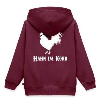Hahn im Korb - Kinder Premium Organic Hoodie - Burgunderrot - Hinten - AI Model Kid Female (0cm)