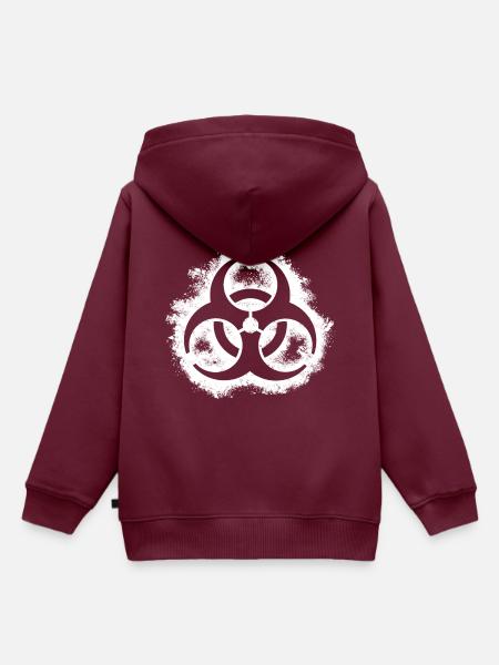Bio Hazard Umriss weiß - Kinder Premium Organic Hoodie - Burgunderrot