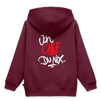 Ich Chef du Nix - Kinder Premium Organic Hoodie - Burgunderrot - Hinten - AI Model Kid Female (0cm)