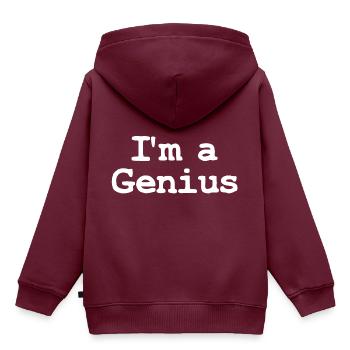 I'm a Genius - Kinder Premium Organic Hoodie - Burgunderrot - Hinten - AI Model Kid Female (0cm)