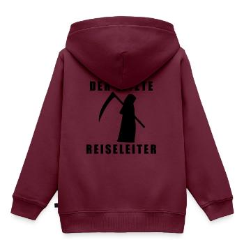 Reiseleiter - Kinder Premium Organic Hoodie - Burgunderrot - Hinten - AI Model Kid Female (0cm)