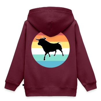 Stier - Kinder Premium Organic Hoodie - Burgunderrot - Hinten - AI Model Kid Female (0cm)