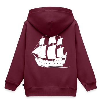 Piratenschiff white - Kinder Premium Organic Hoodie - Burgunderrot - Hinten - AI Model Kid Female (0cm)