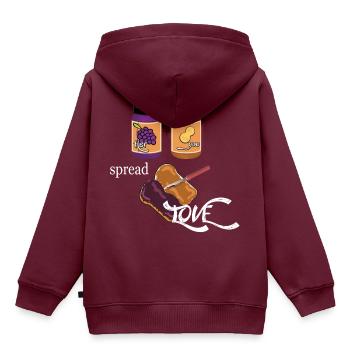 Love spread like jam ... Liebe verbreiten - Kinder Premium Organic Hoodie - Burgunderrot - Hinten - AI Model Kid Female (0cm)
