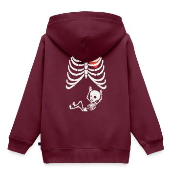 BABYBAUCH SKELETT SCHWANGERSCHAFT RIPPEN GESCHENK - Kinder Premium Organic Hoodie - Burgunderrot - Hinten - AI Model Kid Female (0cm)