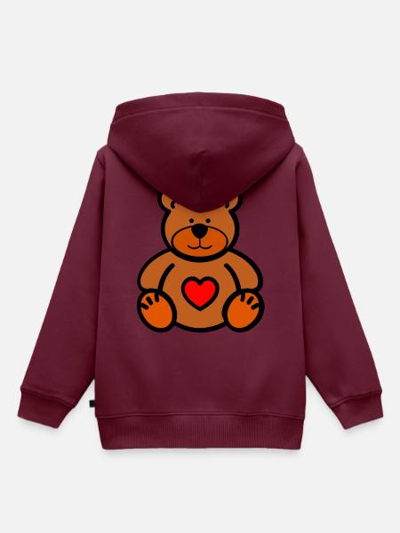 Teddybär - Kinder Premium Organic Hoodie - Burgunderrot