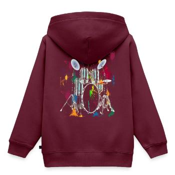 Schlagzeug Drum Set Drummer Drums Grafik Design - Kinder Premium Organic Hoodie - Burgunderrot - Hinten - AI Model Kid Female (0cm)