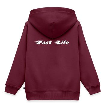 Fast Life - Kinder Premium Organic Hoodie - Burgunderrot - Hinten - AI Model Kid Female (0cm)