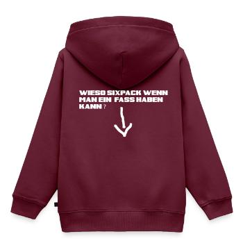 Warum Sixpack Wenn Man ein Fass haben Kann ? - Kinder Premium Organic Hoodie - Burgunderrot - Hinten - AI Model Kid Female (0cm)