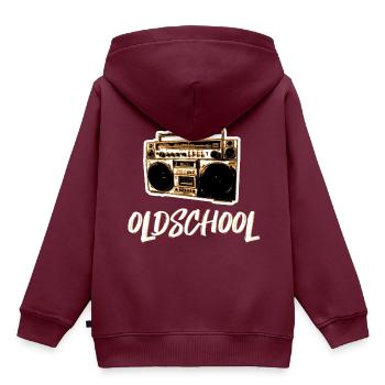 oldschool retro ghetto blaster hiphop - Kinder Premium Organic Hoodie - Burgunderrot - Hinten - AI Model Kid Female (0cm)