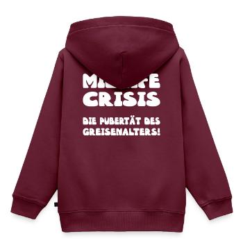 Midlife Crisis Männer-Pubertät - Kinder Premium Organic Hoodie - Burgunderrot - Hinten - AI Model Kid Female (0cm)