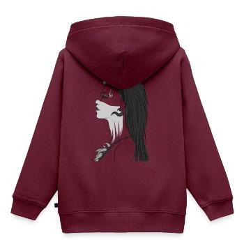 Apocalyptica Grafikbild Geschenkidee Schwarz-grau - Kinder Premium Organic Hoodie - Burgunderrot - Hinten - AI Model Kid Female (0cm)