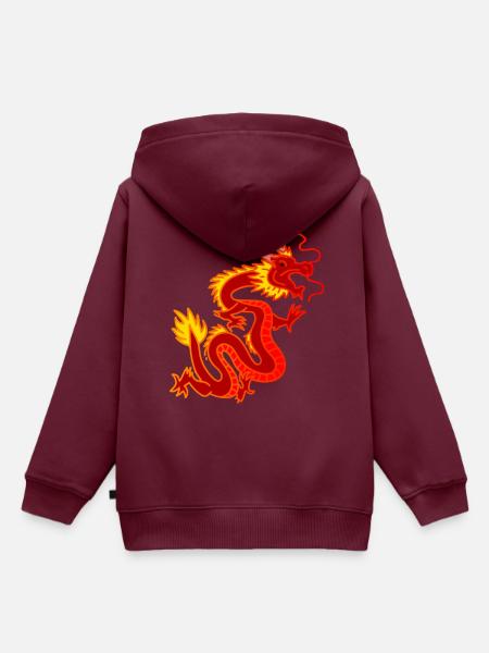 Drache - Kinder Premium Organic Hoodie - Burgunderrot