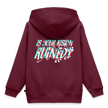 IST IHRE VISION RUINIERT V2 - Kinder Premium Organic Hoodie - Burgunderrot - Hinten - AI Model Kid Female (0cm)