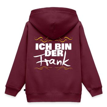 Koenig Frank Name - Kinder Premium Organic Hoodie - Burgunderrot - Hinten - AI Model Kid Female (0cm)