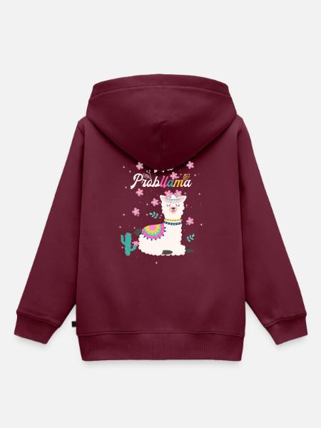 Niedliches Lama Design - Kinder Premium Organic Hoodie - Burgunderrot