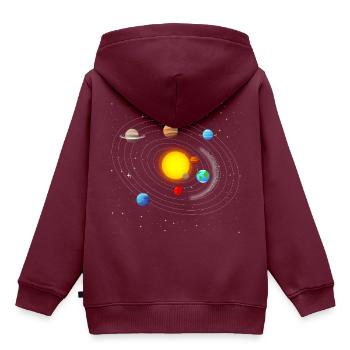 Sonnensystem - Kinder Premium Organic Hoodie - Burgunderrot - Hinten - AI Model Kid Female (0cm)