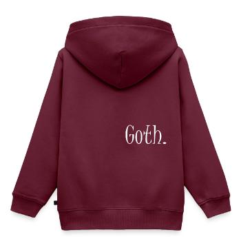 Goth - Kinder Premium Organic Hoodie - Burgunderrot - Hinten - AI Model Kid Female (0cm)
