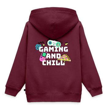 gaming and chill - Kinder Premium Organic Hoodie - Burgunderrot - Hinten - AI Model Kid Female (0cm)