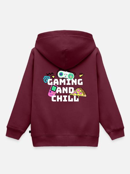 gaming and chill - Kinder Premium Organic Hoodie - Burgunderrot