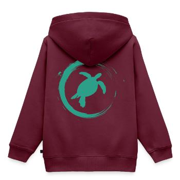 Schildkröte - Kinder Premium Organic Hoodie - Burgunderrot - Hinten - AI Model Kid Female (0cm)