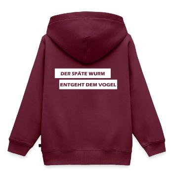 Der späte Wurm entgeht dem Vogel ... - Kinder Premium Organic Hoodie - Burgunderrot - Hinten - AI Model Kid Female (0cm)