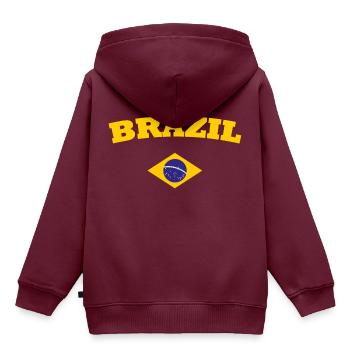 Brasilien Brasil Land Amazonas Südamerika Fussball - Kinder Premium Organic Hoodie - Burgunderrot - Hinten - AI Model Kid Female (0cm)