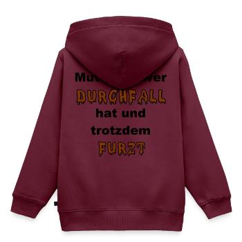 Durchfall und Furzen - Kinder Premium Organic Hoodie - Burgunderrot - Hinten - AI Model Kid Female (0cm)
