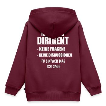 ICH BIN DER DIRIGENT - Kinder Premium Organic Hoodie - Burgunderrot - Hinten - AI Model Kid Female (0cm)