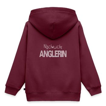 Nachwuchs Anglerin - Kinder Premium Organic Hoodie - Burgunderrot - Hinten - AI Model Kid Female (0cm)