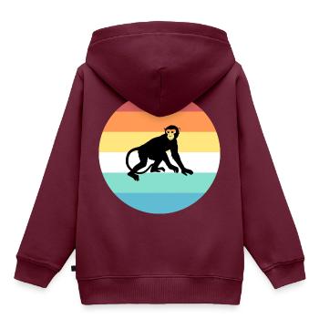 Affe - Kinder Premium Organic Hoodie - Burgunderrot - Hinten - AI Model Kid Female (0cm)