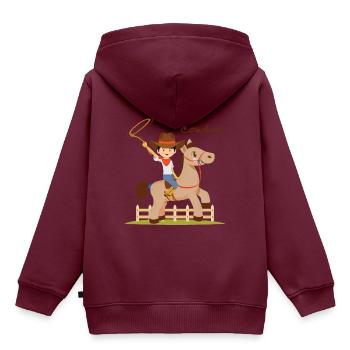 Jungen Pferde Reiten Cowboy süßes Geschenk Kind - Kinder Premium Organic Hoodie - Burgunderrot - Hinten - AI Model Kid Female (0cm)