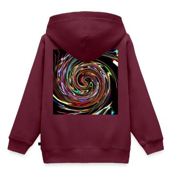 Neon spirals, Neon Spiralen - Kinder Premium Organic Hoodie - Burgunderrot - Hinten - AI Model Kid Female (0cm)