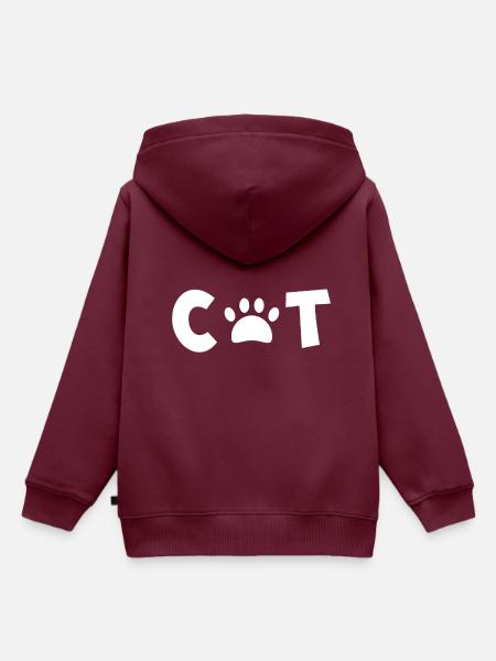 cat - Katze - Kinder Premium Organic Hoodie - Burgunderrot