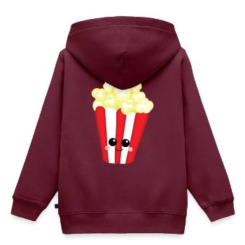 Popcorn - Kinder Premium Organic Hoodie - Burgunderrot - Hinten - AI Model Kid Female (0cm)