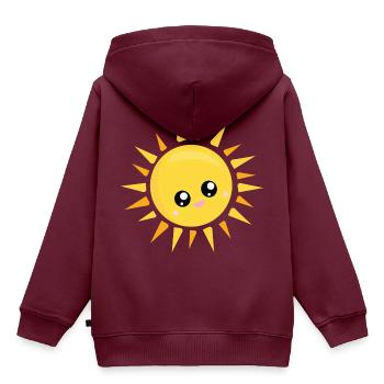 Sonne - Kinder Premium Organic Hoodie - Burgunderrot - Hinten - AI Model Kid Female (0cm)