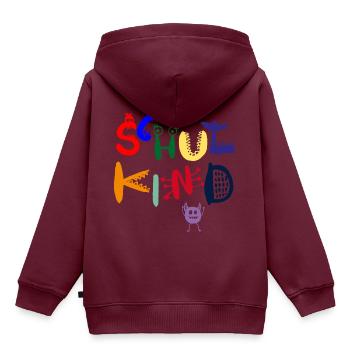 Schulkind - Monster - Kinder Premium Organic Hoodie - Burgunderrot - Hinten - AI Model Kid Female (0cm)