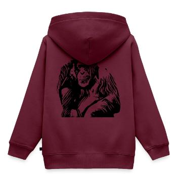 Schimpanse - Kinder Premium Organic Hoodie - Burgunderrot - Hinten - AI Model Kid Female (0cm)