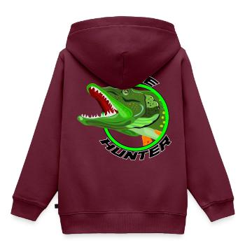 Hecht-Hecht - Kinder Premium Organic Hoodie - Burgunderrot - Hinten - AI Model Kid Female (0cm)
