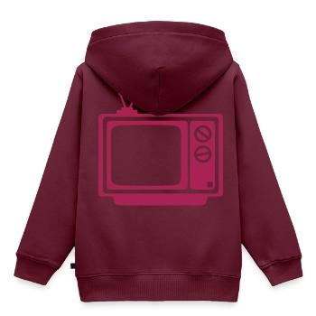 tv tv tv - Kinder Premium Organic Hoodie - Burgunderrot - Hinten - AI Model Kid Female (0cm)
