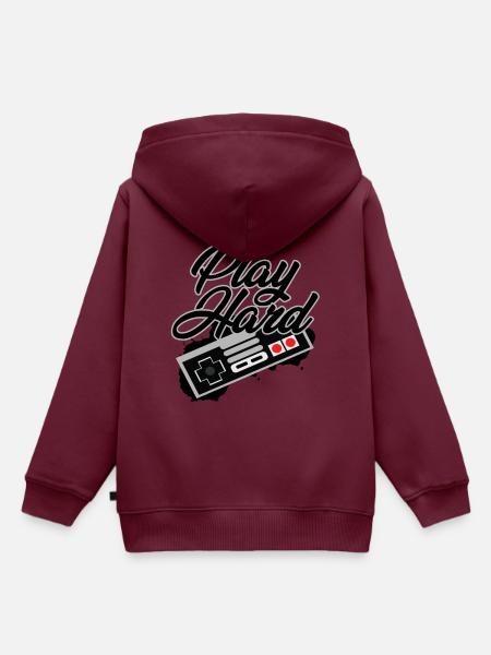 Play Hard G/S - Kinder Premium Organic Hoodie - Burgunderrot
